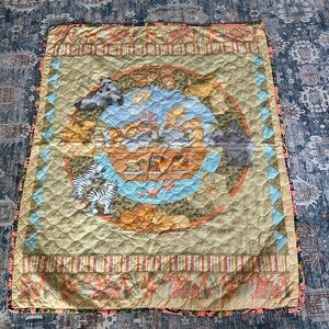 Vintage Noah’s Ark Crib Baby Quilted Blanket